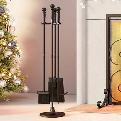 Fireplace Tool Set 4Pcs Wrought Iron Indoor Outdoor Use
