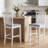 Anthonny 24.8" High Square Cushion Seat High Back Solid Wood Counter Height Bar Stool-535755021