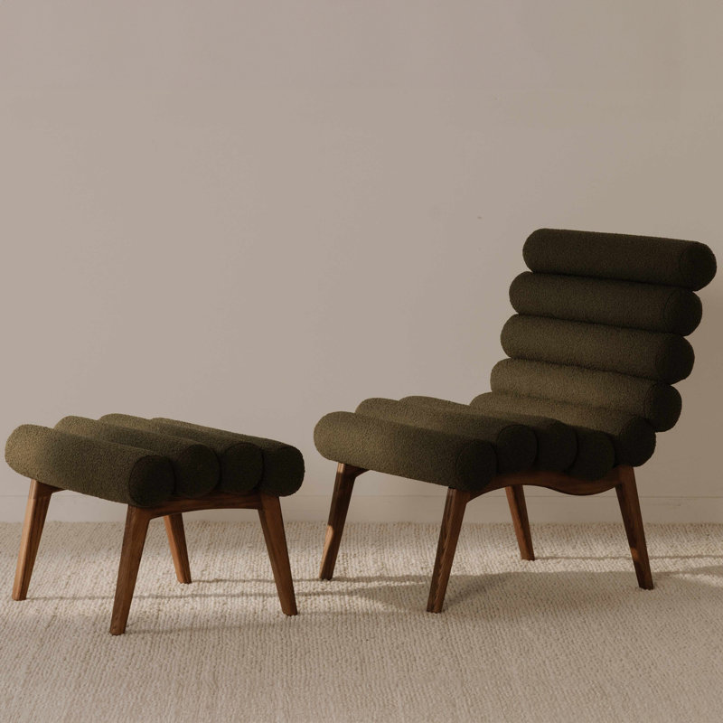 Arlo Lounge Chair, Dark Green Boucle