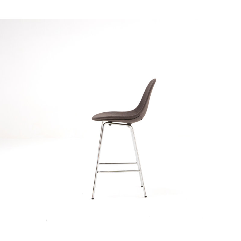 TA Upholstered Bar & Counter Stool, Bar Height (29.5" Seat Height), Dark Gray, Chrome