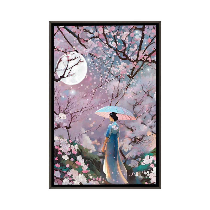Sakura - Framed Wall Art Print, Gray, Framed Print without Mat, 26" H x 18" W