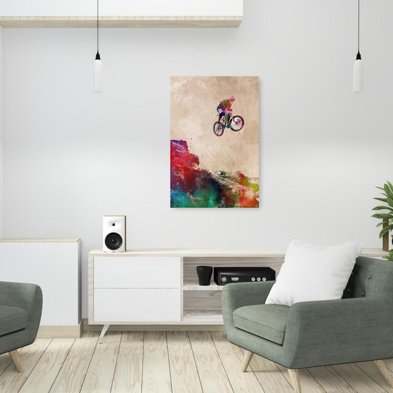 «Extreme Bike Jump», art mural contemporain, 36" H x 24" W