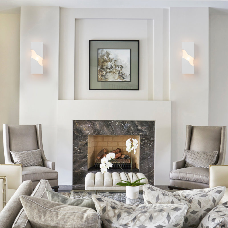 Modern Torn Plaster Wall Sconce 11.81" H, White Gypsum Wall Light With Acrylic Diffuser, UL Listed Hardwired Wall Lamp For Living Room Bathroom E12 Base