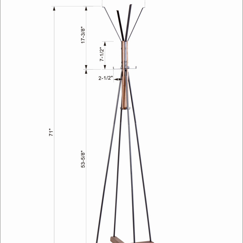 Reclaimed Wood And Metal Freestanding Coat Rack With Hooks, Perfect For Bedroom And Living Room Organization