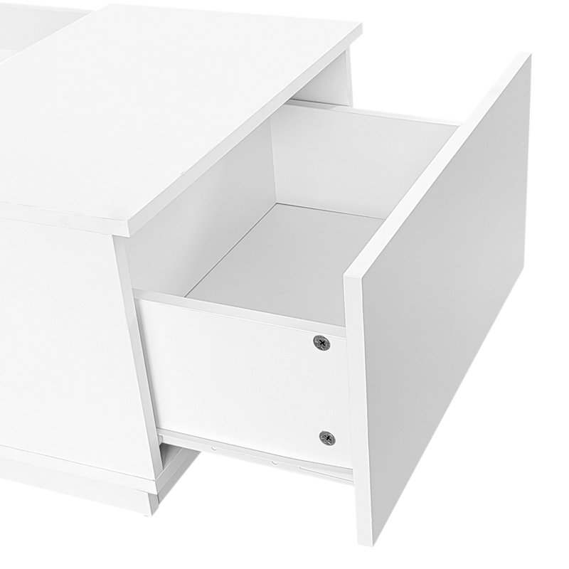 Pedestal Coffee Table with Storage, White