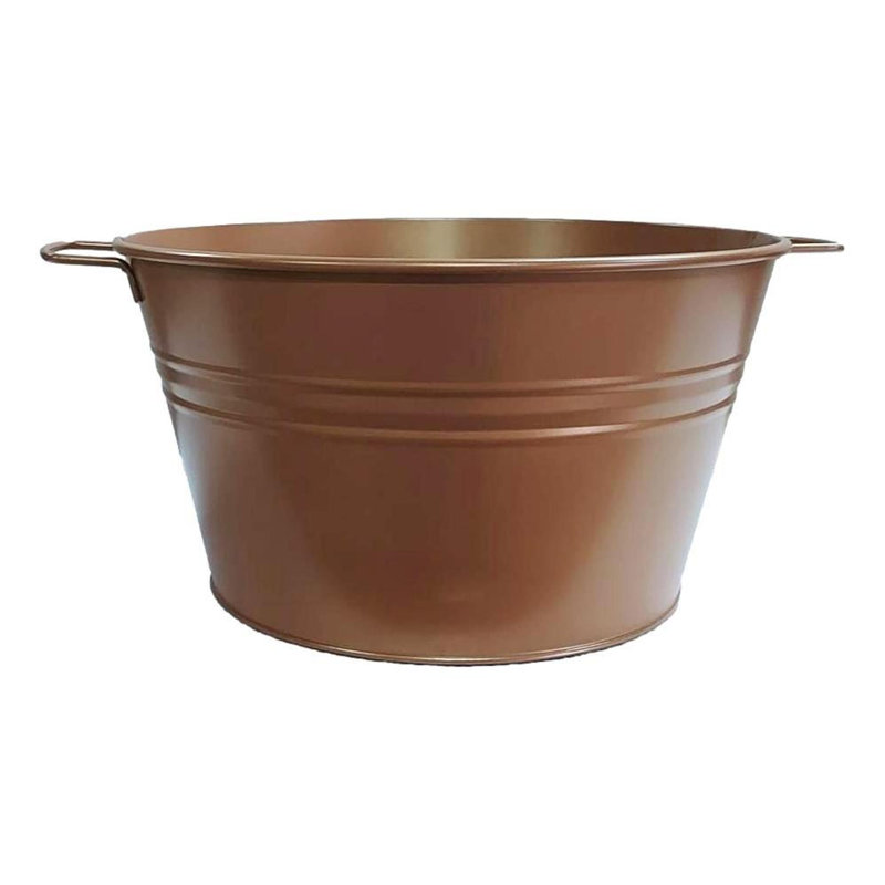Bac à fleurs en acier émaillé galvanisé., H 8 po x l 15 po x P 15 po, Brun