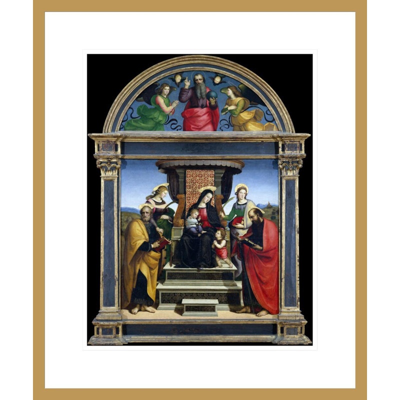 «Madonna and Child Intrroned with Saints» par Raphael, impression giclée sur cadre, H 21,26 po x l 17,75 po