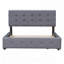 Grand lit plateforme tapissier avec 4 tiroirs de rangement, tête de lit capitonnée à boutons, tissu en lin, aucun sommier nécessaire-1757059689