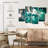 Abstract Abstract Teal On Canvas 4 Pieces Set-92787992