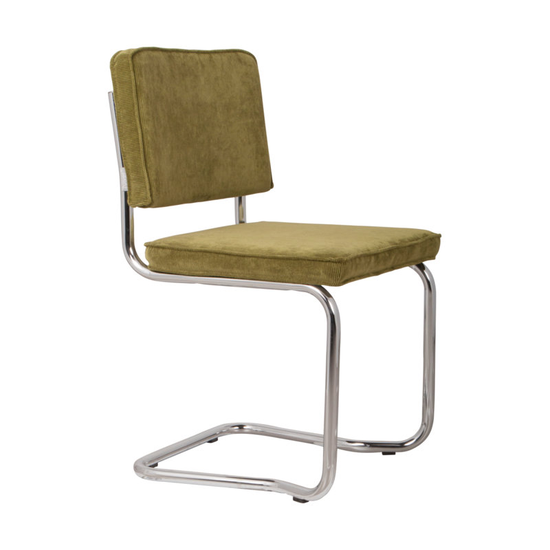 Ridge Kink Upholstered Dining Chair, Green, Silver