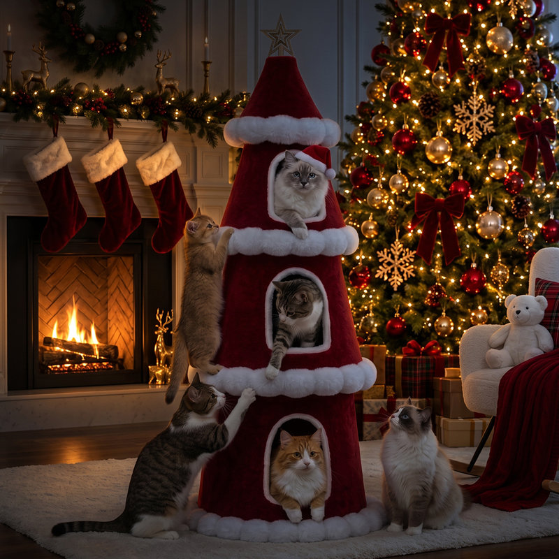 145 cm H Cat Tree / Condo, Red