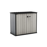 Keter Patio Store 4.6x4 ft. Horizontal Durable Resin Outdoor Storage Shed With Floor and Double Doors for Garden Patio Furniture and Tools