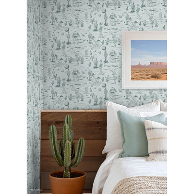 Disney Toy Story Toile Teal Peel and Stick Wallpaper