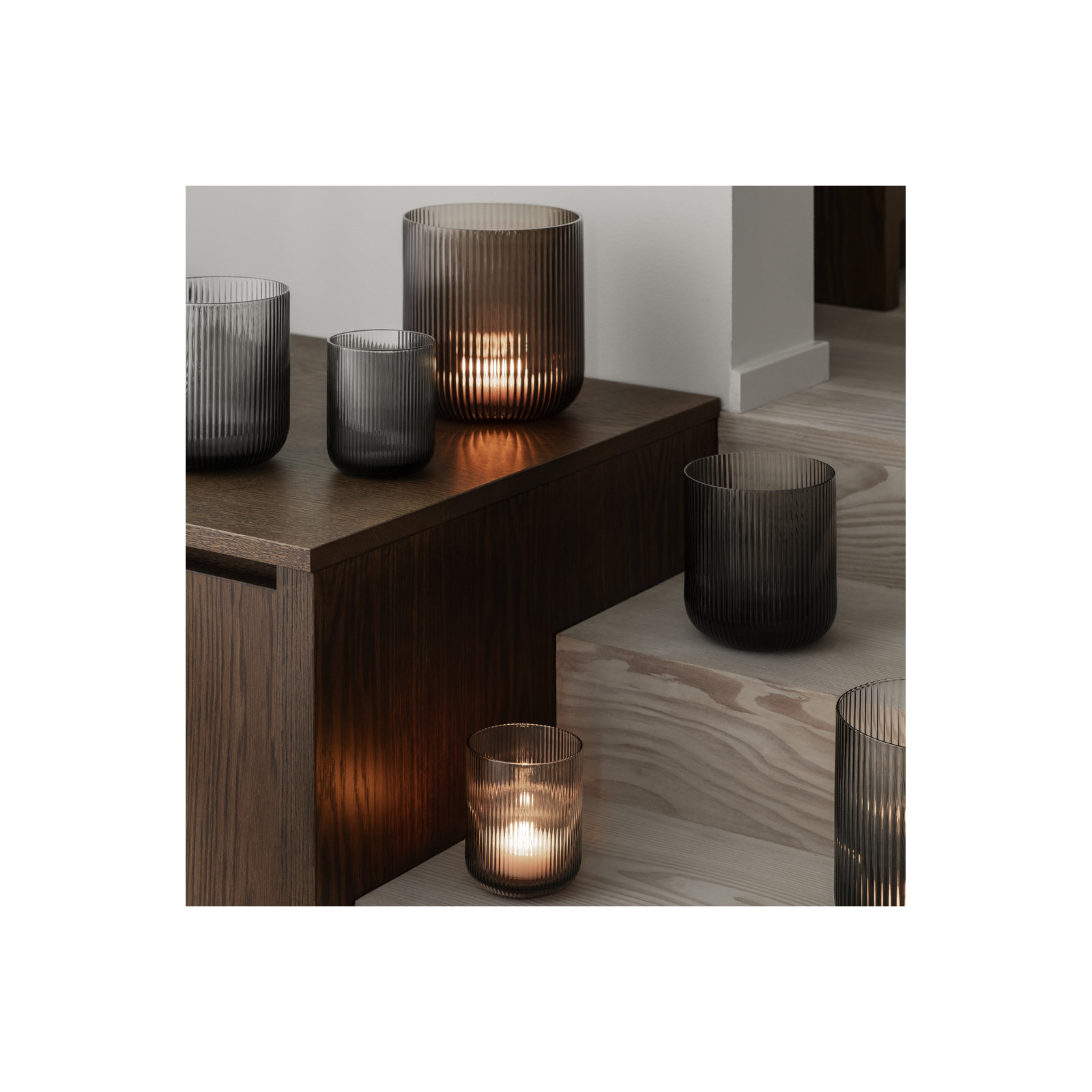 VEN Glass Tabletop Hurricane, 6.1" H x 5.5" W x 5.5" D, Smoke