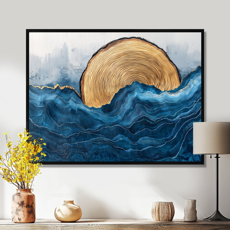 Greagory Safire Lake Into The Pine Forest II - Lake, art mural, H 16 po x l 32 po, Floater Framed, Black