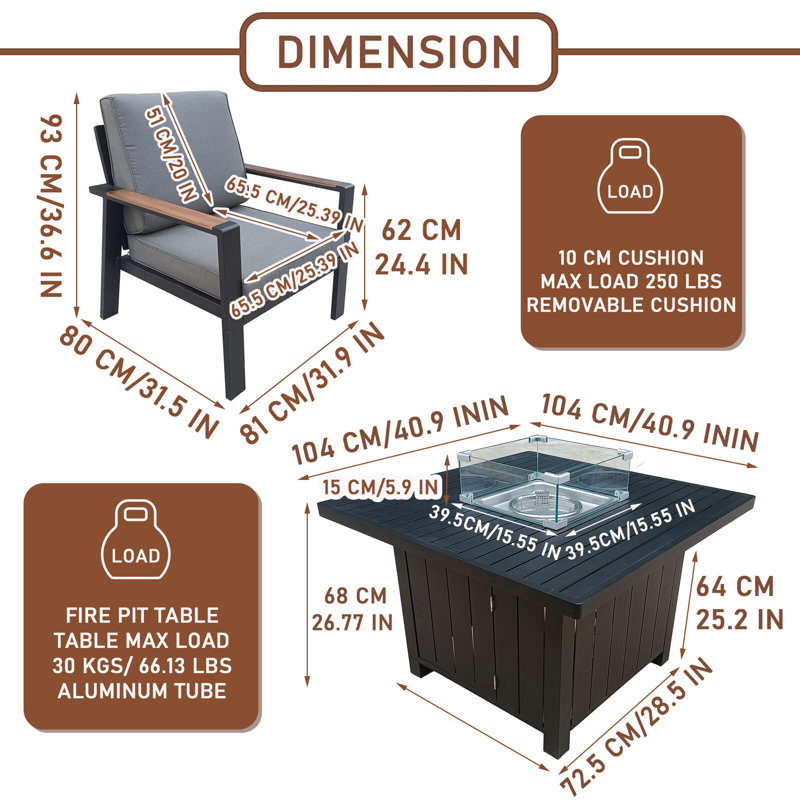 Nafiyon 4 - Person Patio Dining Set with Square Table , Cushions Included