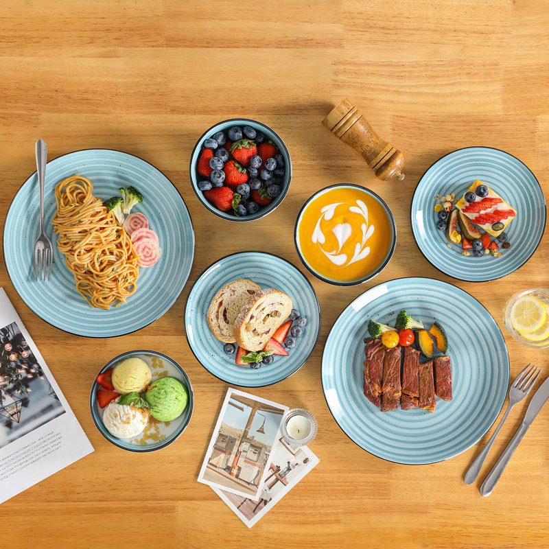 12-Piece Stoneware Dinner Set - Service for 4 , Blue