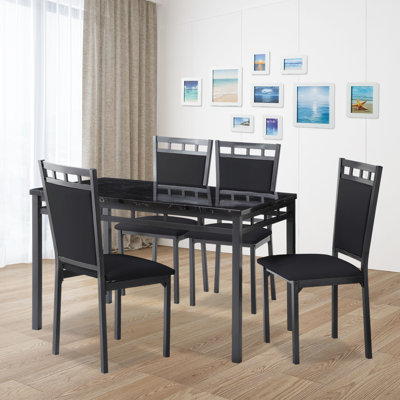 Bogard 4 - Person Marble Top Four Leg Dining Set