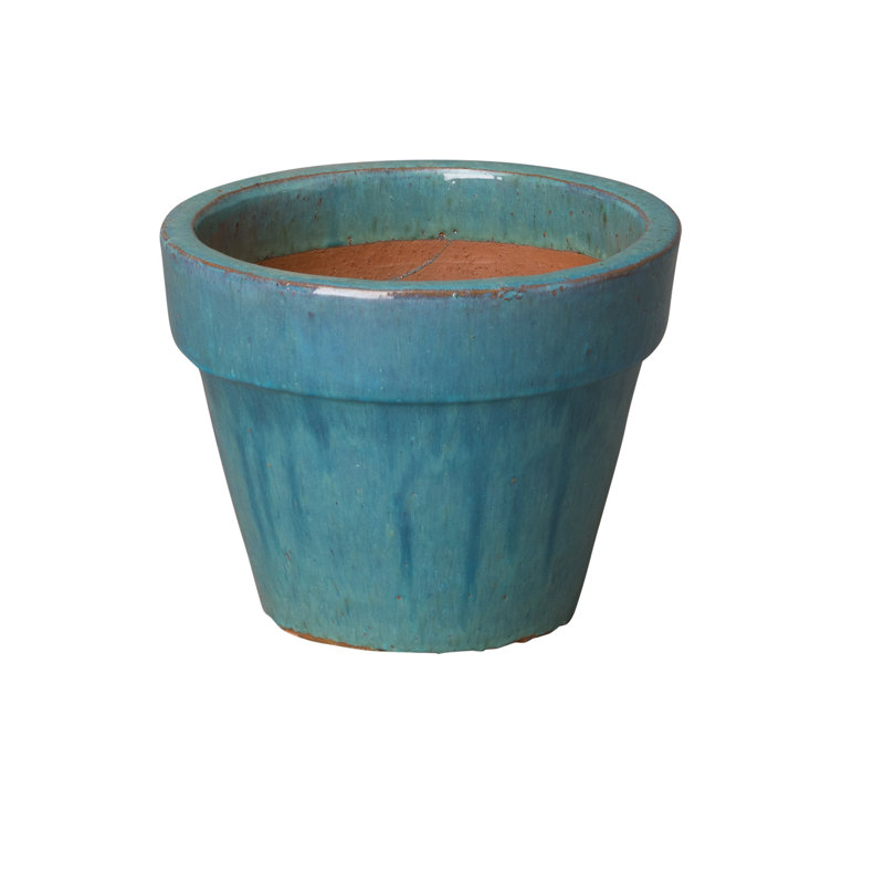 Divina Handmade Ceramic Pot Planter, 9" H x 11" W x 11" D, Teal