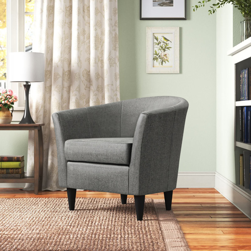 Fauteuil demi-tonneau l 31,5 po Kronos, Mélange de polyester gris, Noir