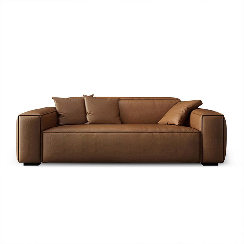 Causeuse-coussin standard en cuir véritable brun, Brun