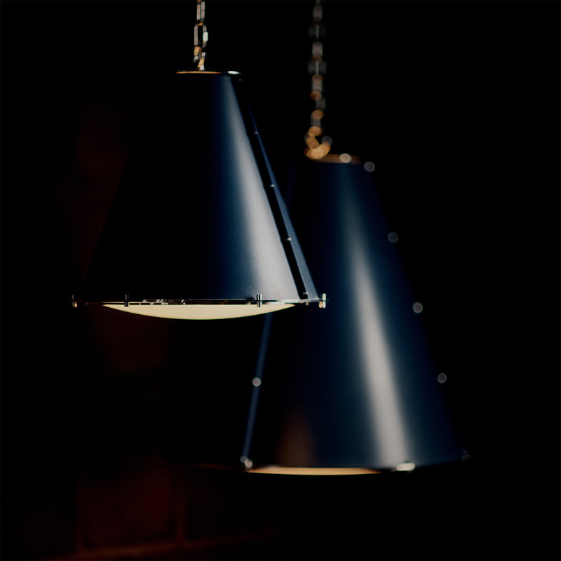 French Maid Chandelier Large, Blue, Polished Nickel