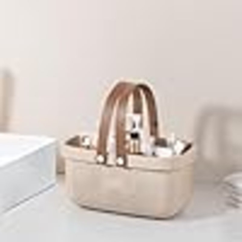 Panier de rangement en plastique avec poignée, L 7 po x P 6 po, Beige