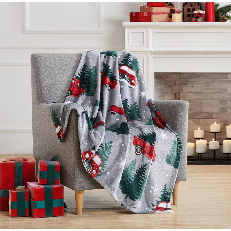 Jeté de Noël en peluche, L 50 po x L 60 po, Truck