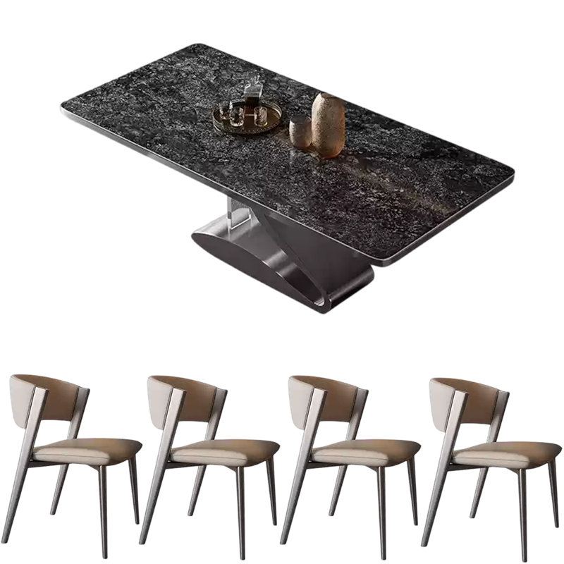 Modern simple rectangular home dining table sets, Black, 29.53"H x 70.87"L x 35.43"W