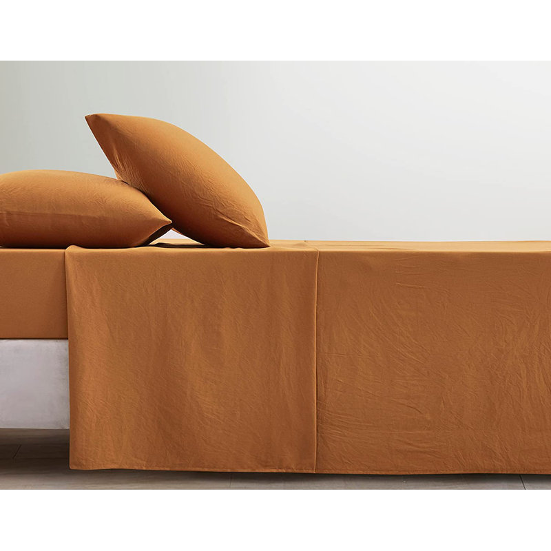Washed Microfiber Bedding Microfiber Sheet Set, Cal.King Sheet Set + Fitted Sheet + 2 Pillowcases, Spice