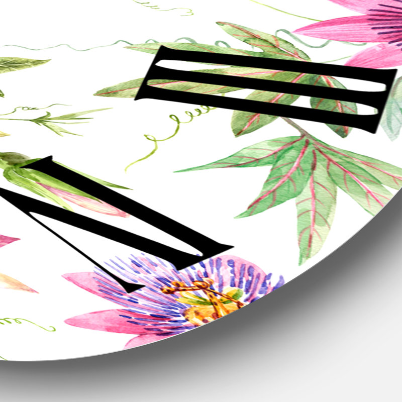 Passiflore rose - Horloge murale traditionnelle, Grand