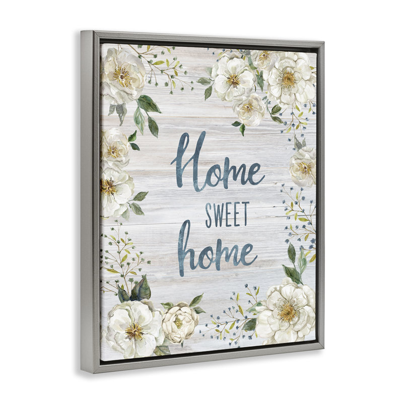 Art mural sur toile Sweet Home Shabby Elegance Floater par Carol Robinson, Cadre flottant gris lustré, H 21 po x l 17 po