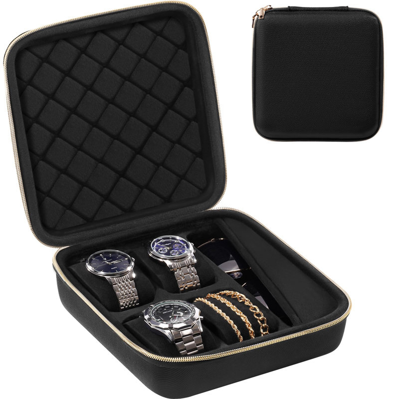 Travel Watch Case, 4 Slots Hard Shell Storage Box