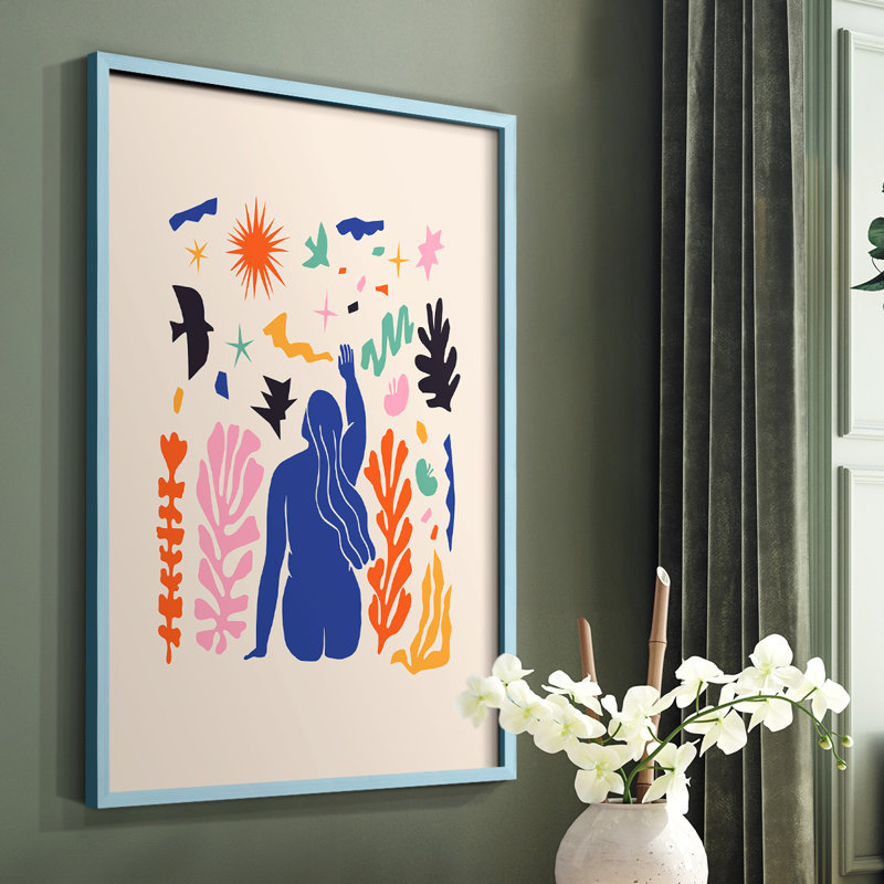 Matisse CDXLVI, reproduction encadrée - bois massif, Cadre simple bleu, H 10 po x l 8 po