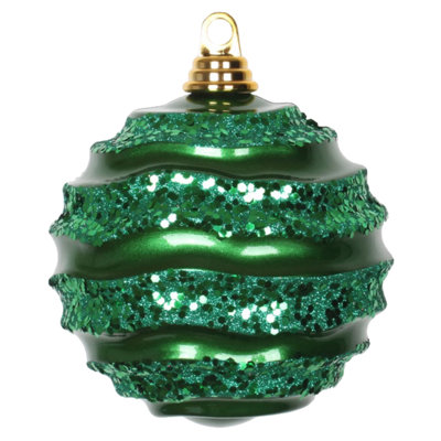 Stripe Candy Glitter Wave Ball Christmas Ornament