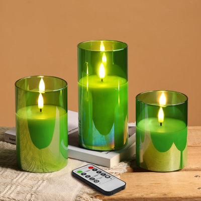 Unscented Flameless Pillar Candle with Glass Holder