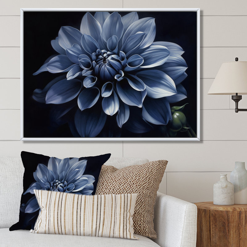 «Black Black Dahlia Garden Palette II», reproduction sur toile, 30" H x 40" W, Cadre flottant blanc