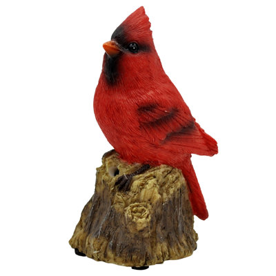 4.5" Red Cardinal Bird on a Tree Stump Christmas Figurine