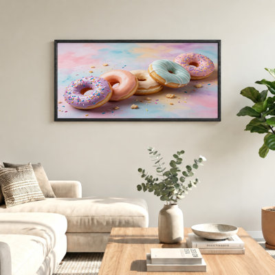Pastel Glazed Donuts with Colorful Sprinkles Canvas Wall Art