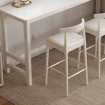 Tabouret de bar de style Mid-Century en bois massif avec siège rembourré, tabouret de bar à dossier courbé