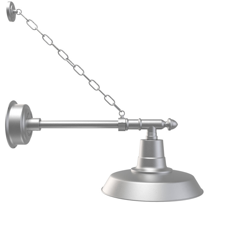 Luminaire de grange d'extérieur Oldage, H 10 po x l 14 po x P 28 po, Argent galvanisé