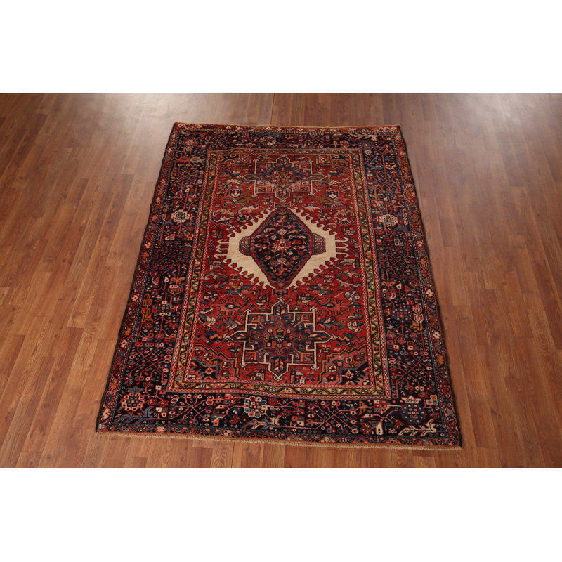 Tapis rouge tribal géométrique 5 x 6