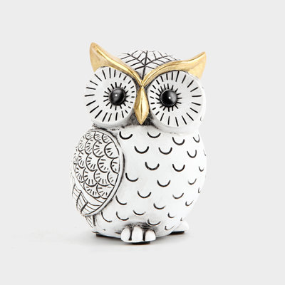 Antique Black and White Owl statue