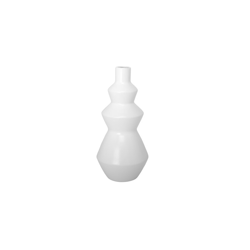 Ceramic Vase Matte Finish White, 13.75" H x 6.5" W x 6.5" D
