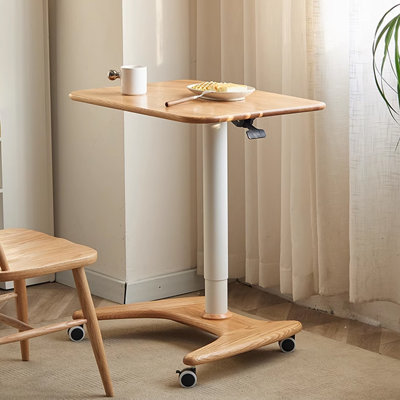 Burlywood+White Rectangular Solid Wood+Aluminium Alloy End Table