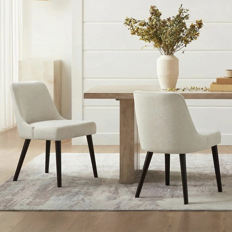 Chaise d'appoint rembourrée en bois massif Bremment, Crème, crème