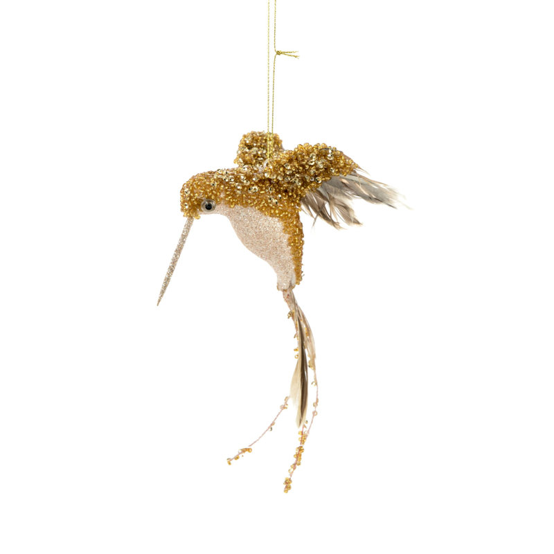Ornement colibri doré scintillant