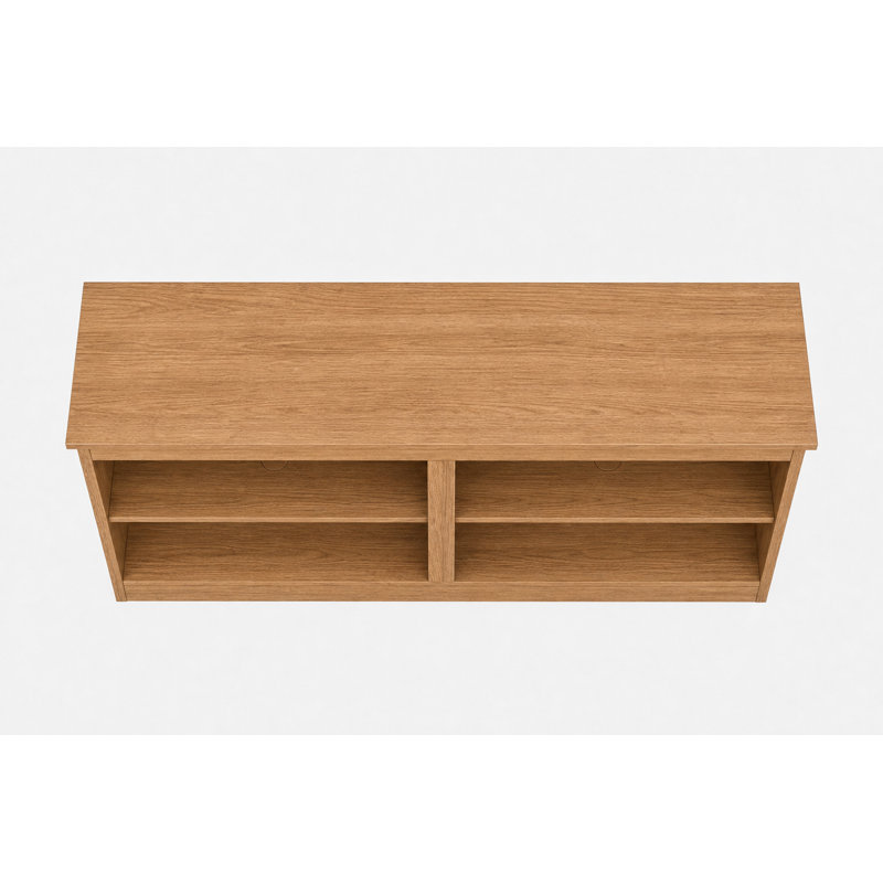 Meuble télé moderne pour téléviseurs jusqu'à 50 pouces, centre multimédia avec quatre tablettes ouvertes et système de gestion des câbles, chêne Hanovre