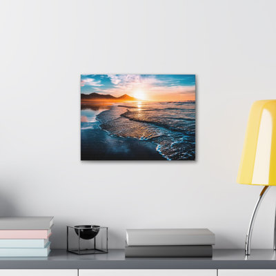 Plage, coucher de soleil, horizon infini, art mural sur toile