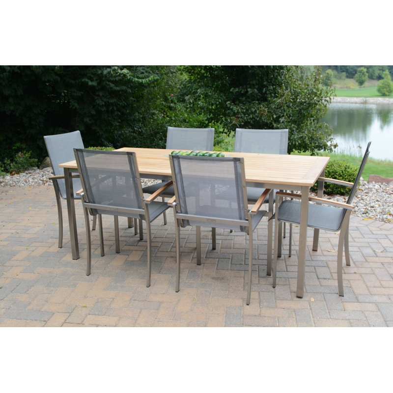 Avanti Teak Stainless Steel Outdoor Rectangle Dining Table